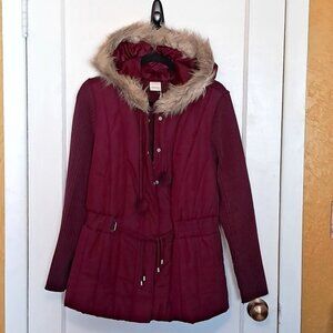 Venezia Womens faux fur hooded sweater coat